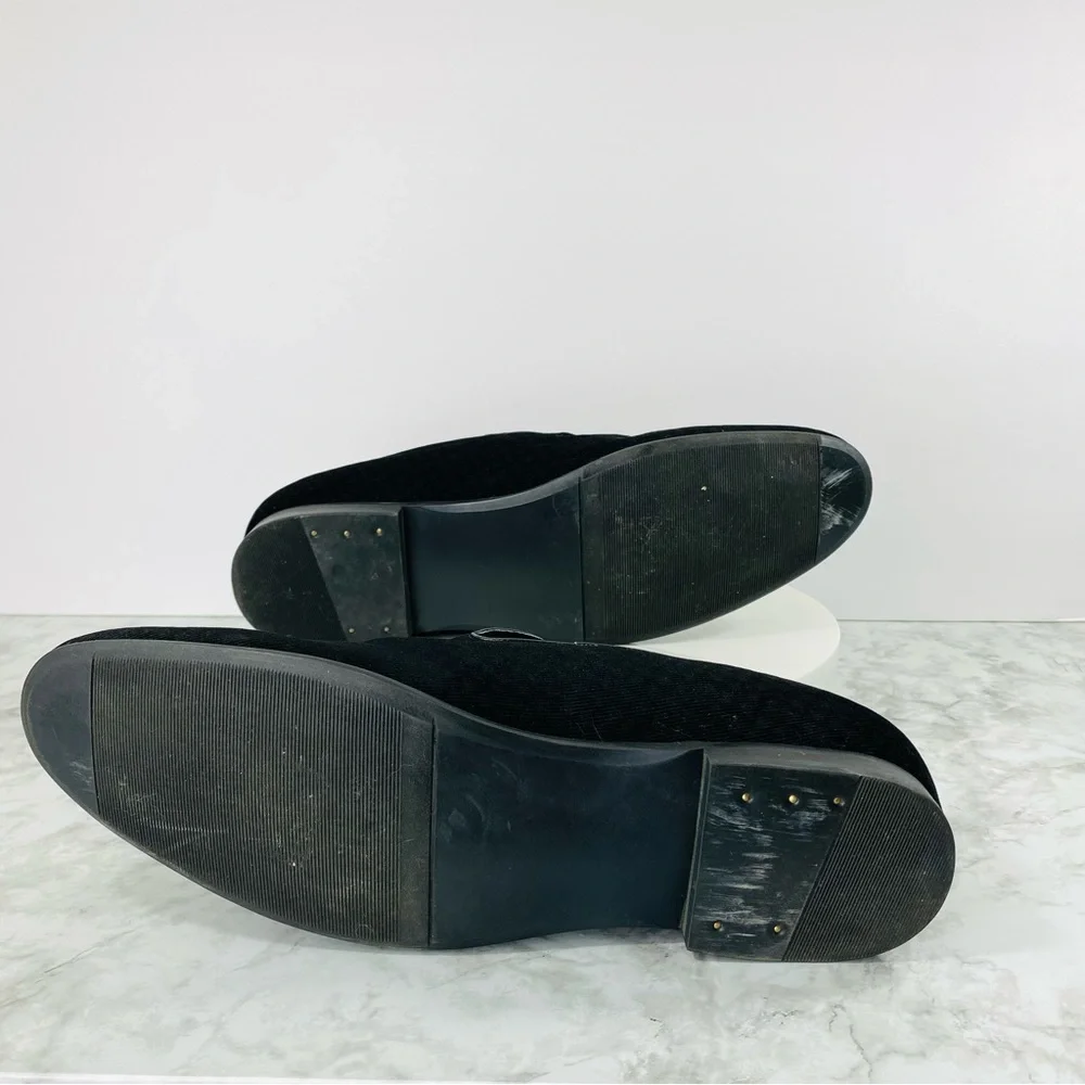 Giorgio Brutini Quilted Velvet Velour Loafers Mens Sz 11.5M Black‎ Party Slip On